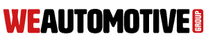 Logo with the words WE AUTOMOTIVE GROUP; WE in red, AUTOMOTIVE in black, and GROUP in white on a red background.