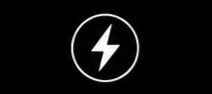 A white lightning bolt inside a white circle on a black background.
